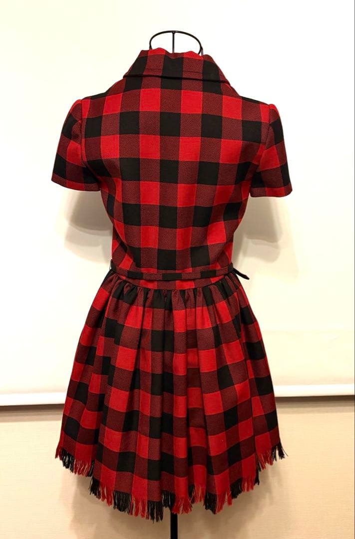 Dior 赤 チェック フリンジ ワンピース ドレス ベルト ラルフローレン