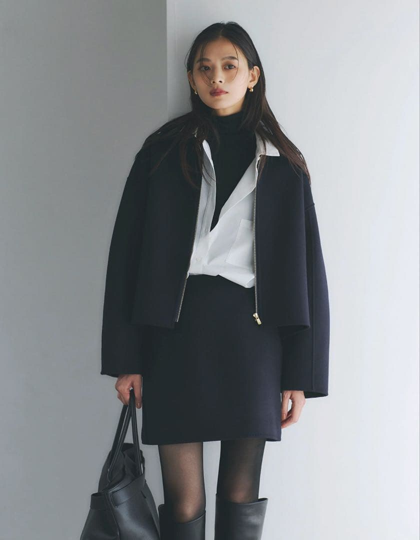 ánuans 完売品リバーウールミニスカート NAVY/1