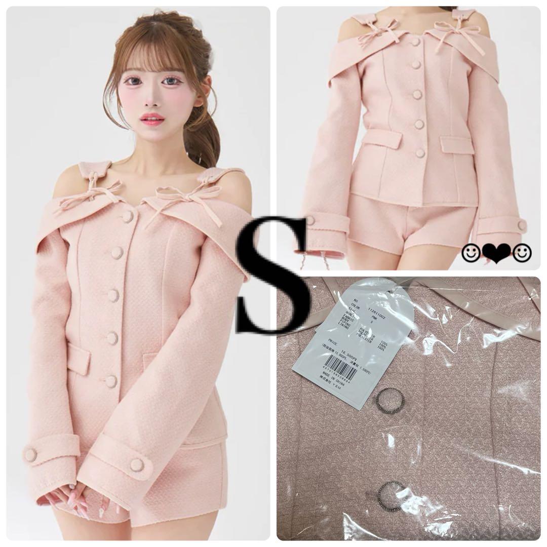 Darich♡ボンディングツイードオフショルチュニック♡ピンク♡S