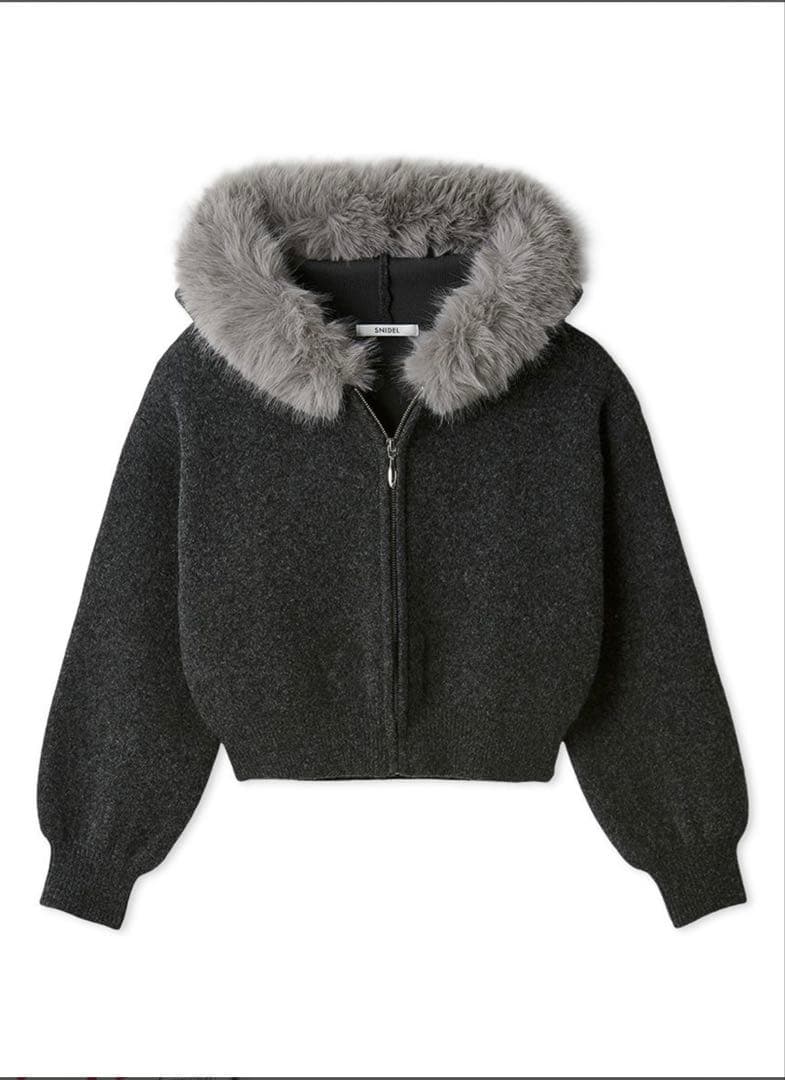 SNIDEL スナイデル Sustainableファー付きニットパーカー