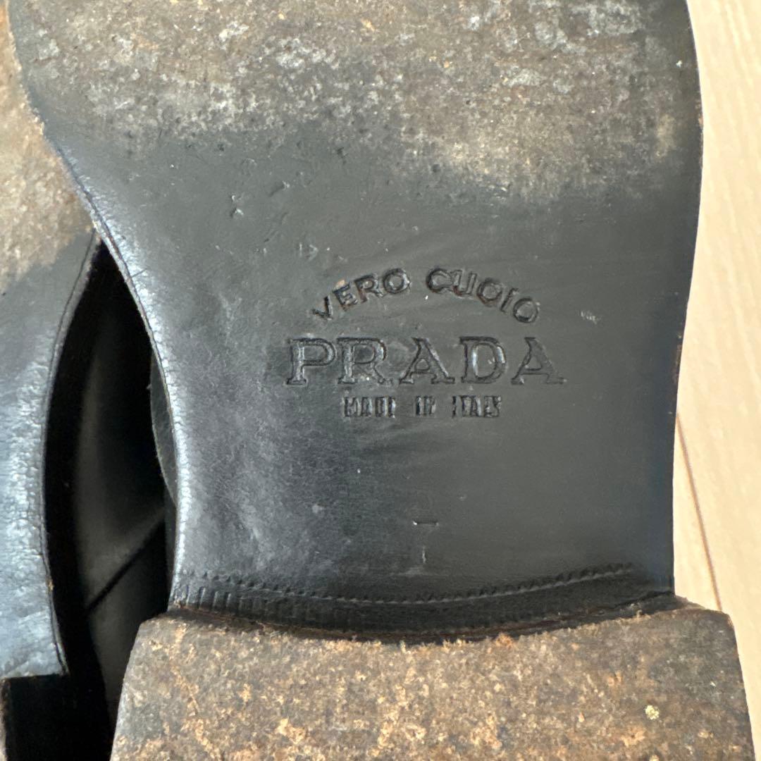 靴 prada archive square toe leather shoes