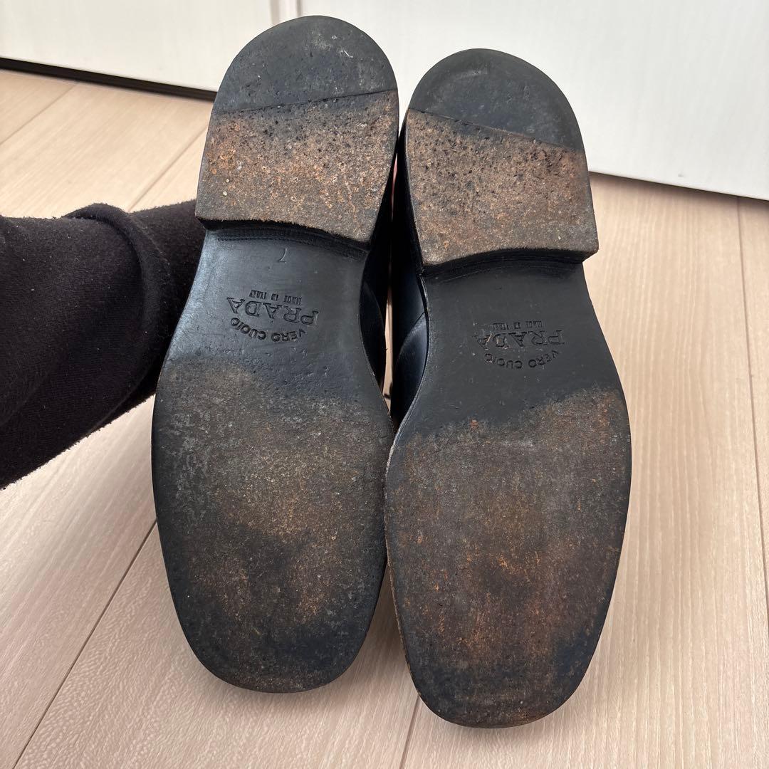 靴 prada archive square toe leather shoes