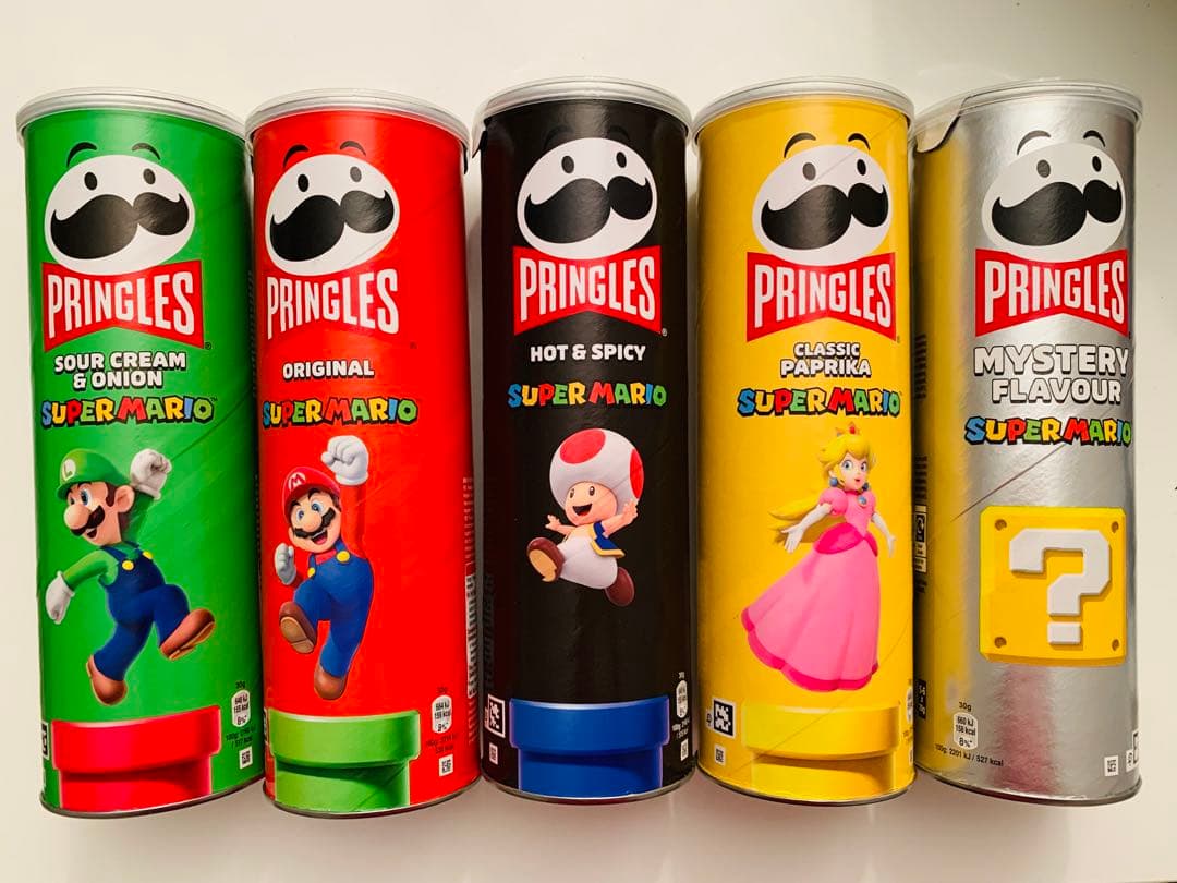 【アメリカ】プリングルズ スーパーマリオブラザーズコラボ缶 5種セット