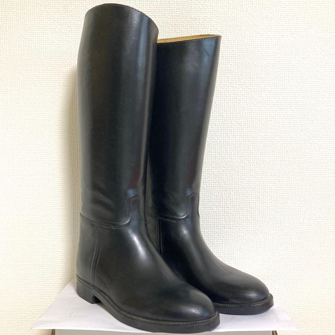 ◆AIGLE エーグル◆黒 ロングブーツ レインブーツ 乗馬 38・XL