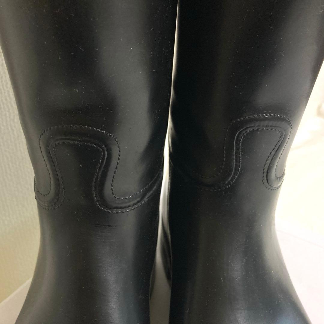 ◆AIGLE エーグル◆黒 ロングブーツ レインブーツ 乗馬 38・XL