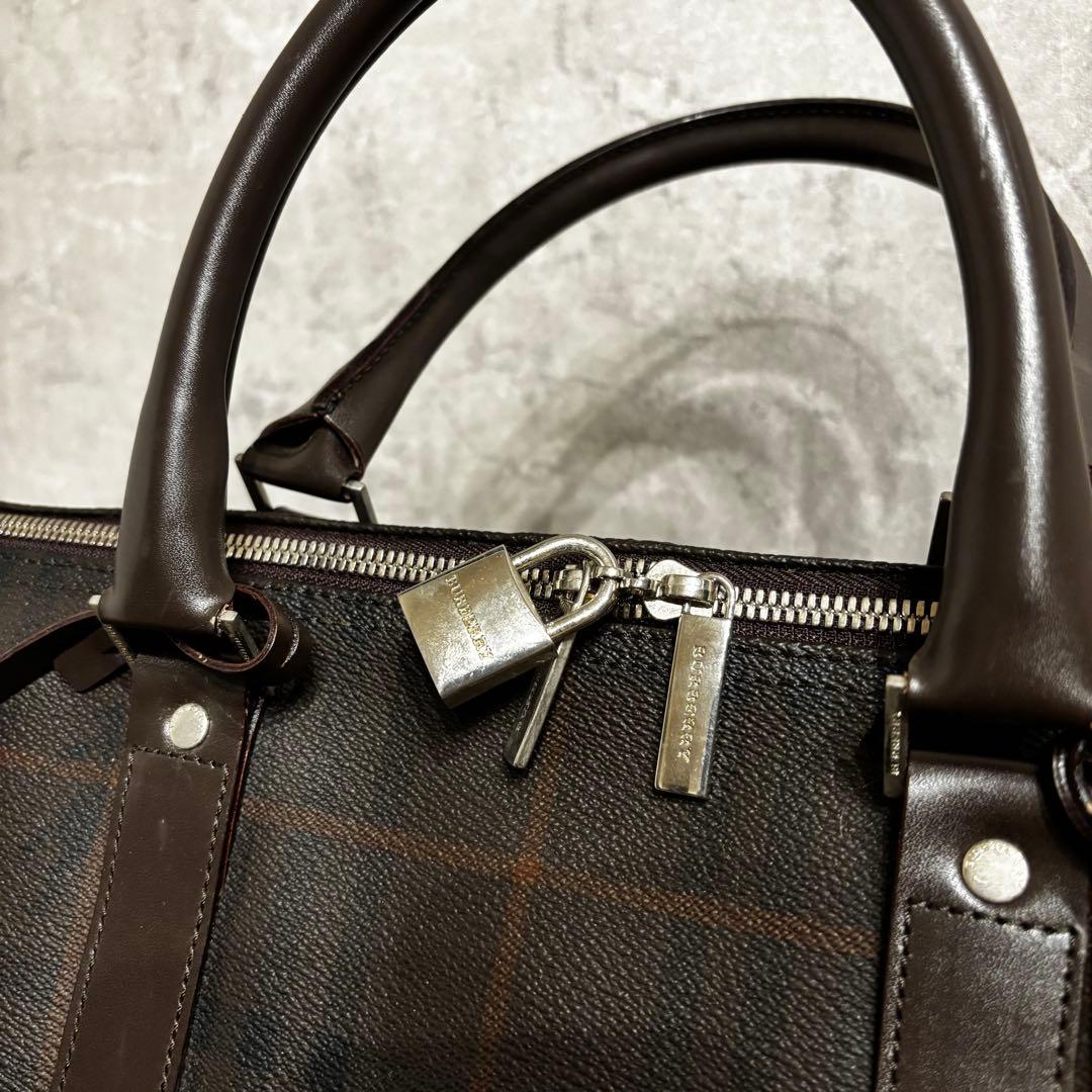 バーバリー ロンドン ボストンバッグ チェック柄 2way ブラウン