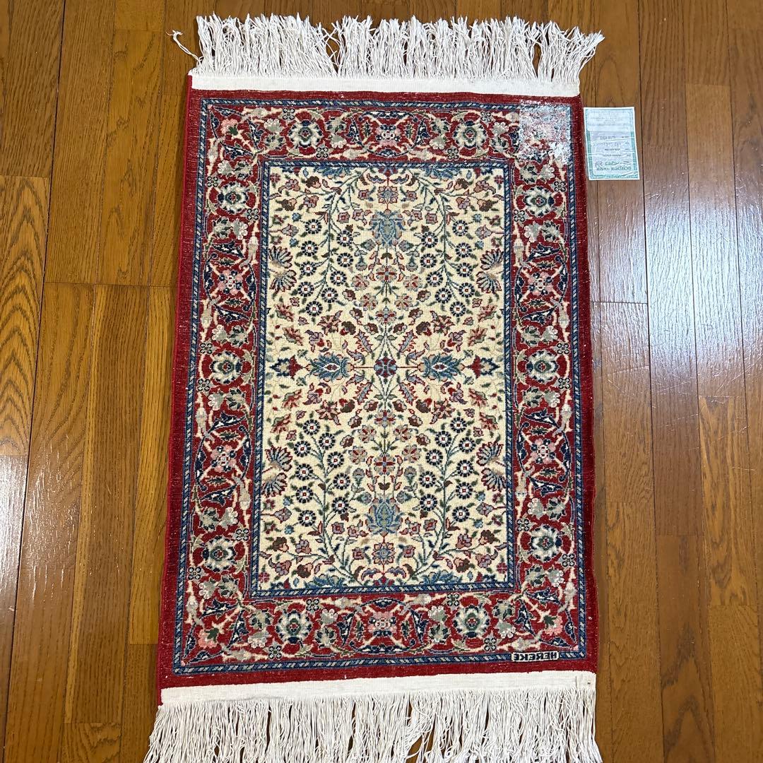 HEREKE トルコ　ヘレケ絨毯 羊毛×綿　認定証有り　カーペット　赤　青　緑