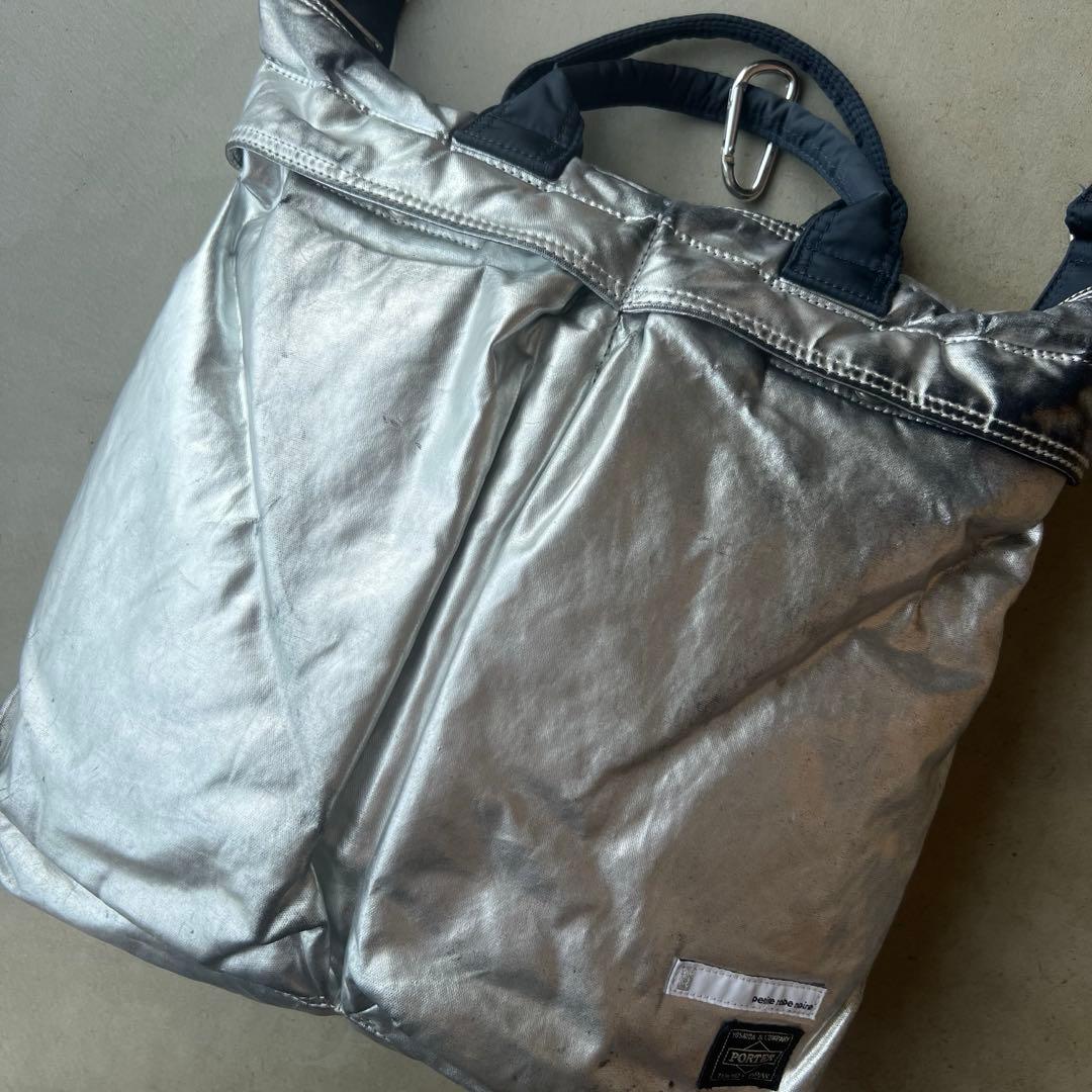 【PORTER×プティローブノアー】シルバー　箔　ヘルメットバッグ　ポーター