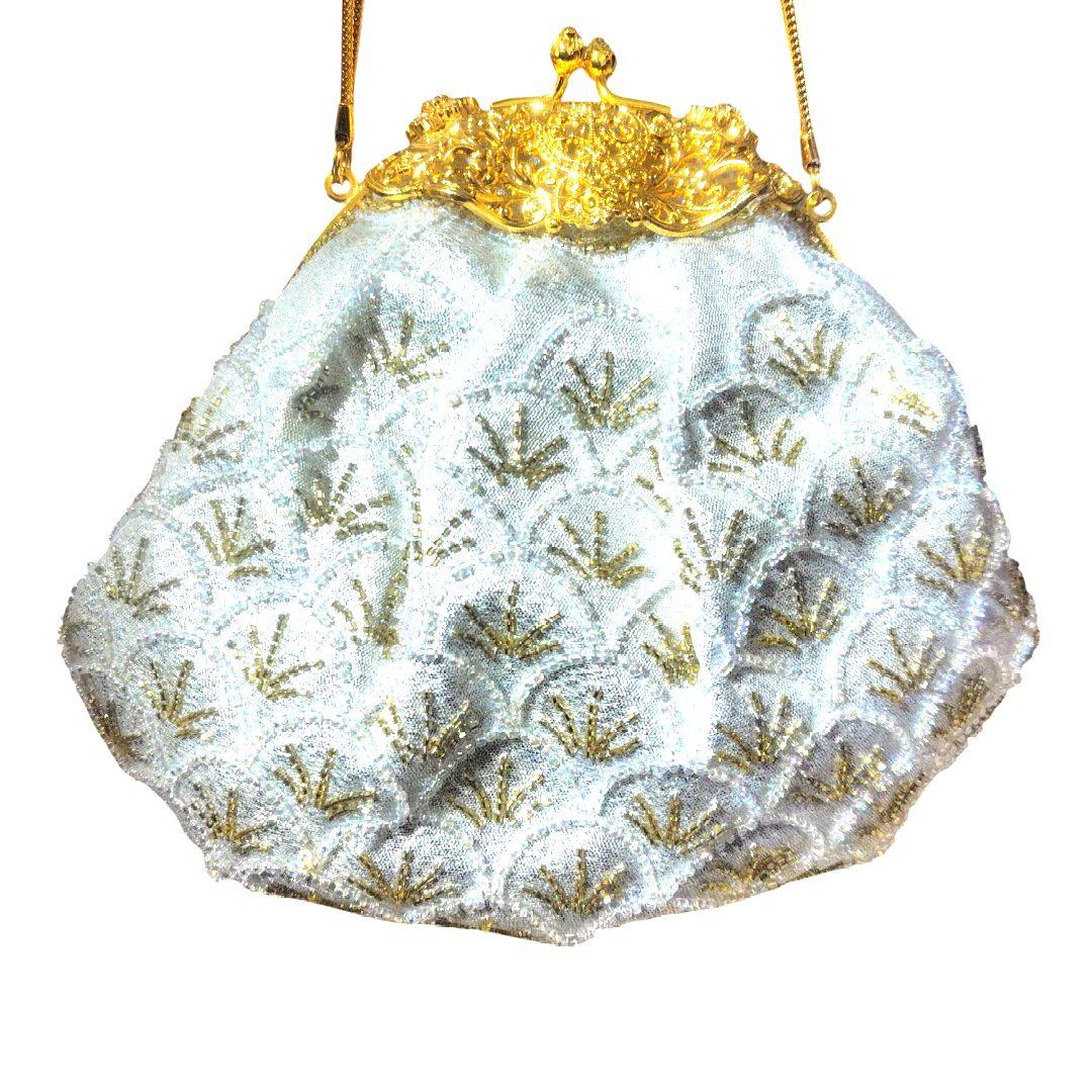 ♥総ビーズバッグ　パーティーバッグ　和装　洋装　ゴールド　シルバー　ラメ