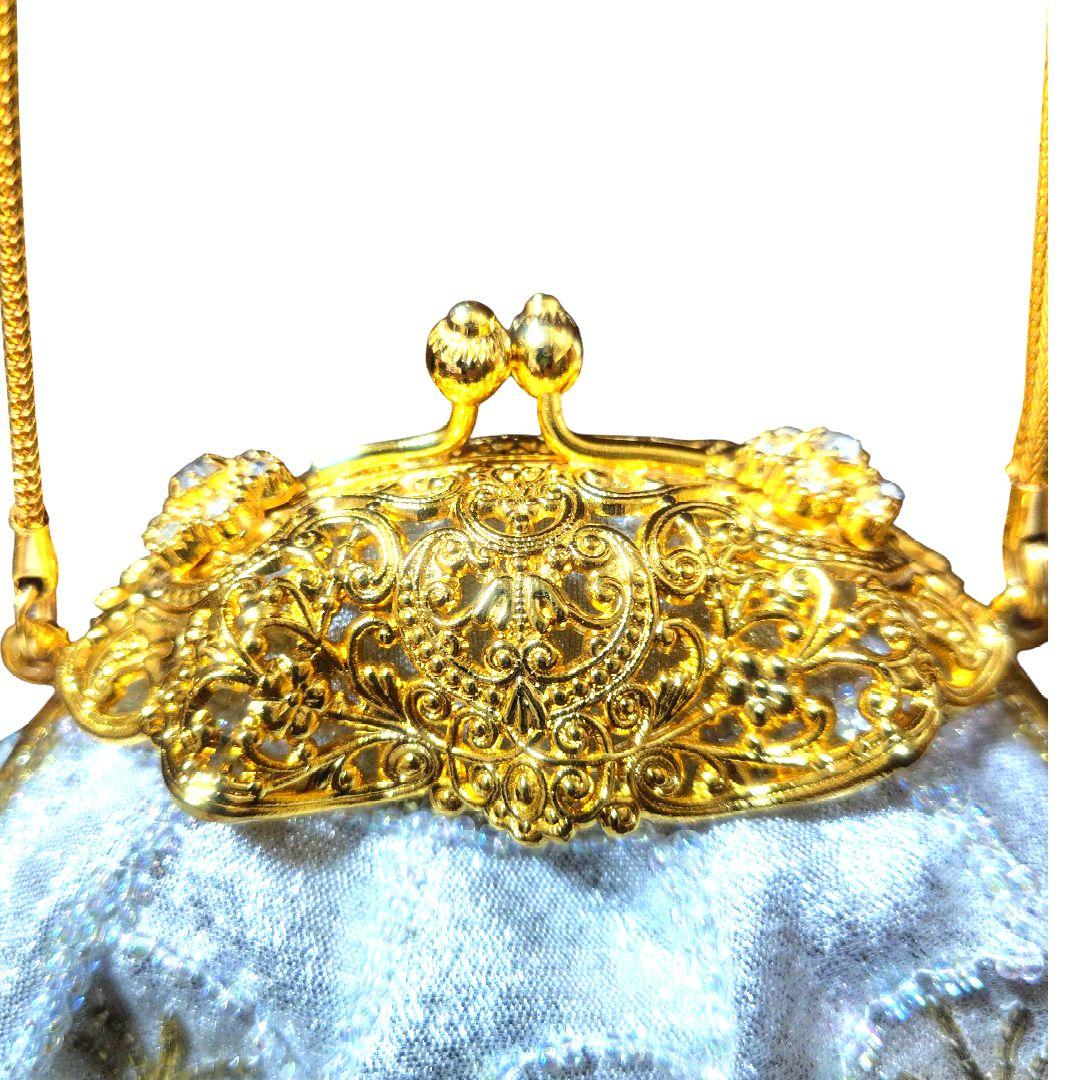 ♥総ビーズバッグ　パーティーバッグ　和装　洋装　ゴールド　シルバー　ラメ