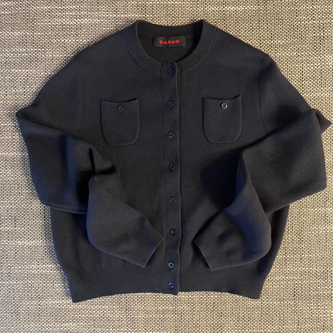 ＊1/9限定セール＊キャバン ネイビー コットンカシミヤクルーネックカーディガン
