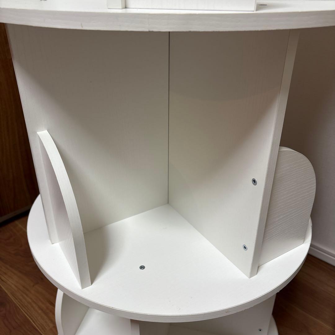 【組立済】本棚 回る本棚 回転本棚 3段 ホワイト ruihong