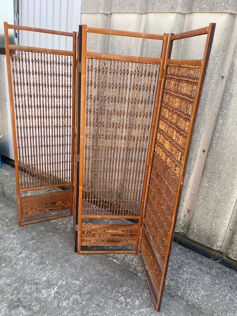 ビンテージ/古道具/当時物/木製/和風/衝立/パーテーション/4連/間仕切り