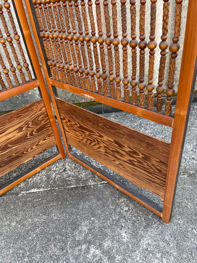 ビンテージ/古道具/当時物/木製/和風/衝立/パーテーション/4連/間仕切り