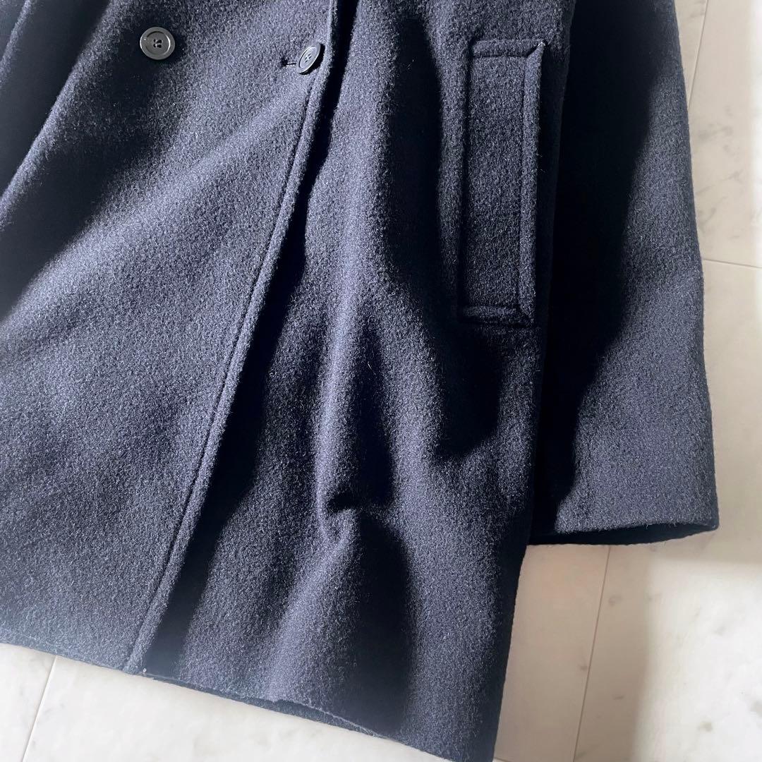 ジャーナルスタンダードレリューム 尾州ウールモッサWブレストハーフコート 黒