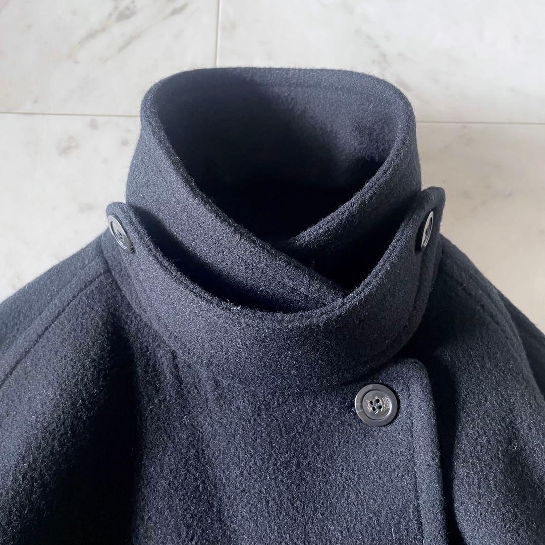 ジャーナルスタンダードレリューム 尾州ウールモッサWブレストハーフコート 黒