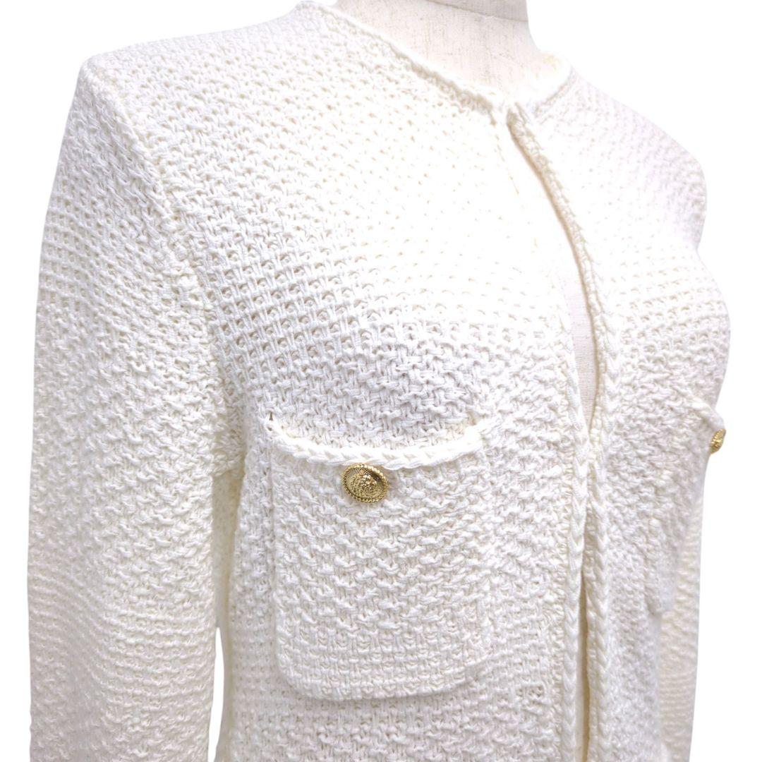 ✨️ANAYI アナイ コットンテープニットジャケット　白 36 S 金ボタン