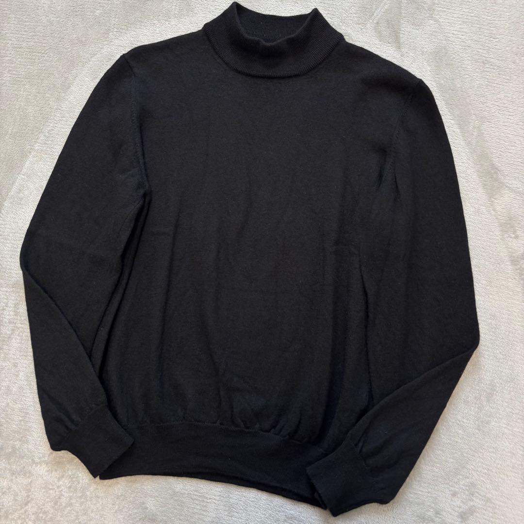 Gran Sasso モックネック 48 ニット セーター 黒 ウール100%