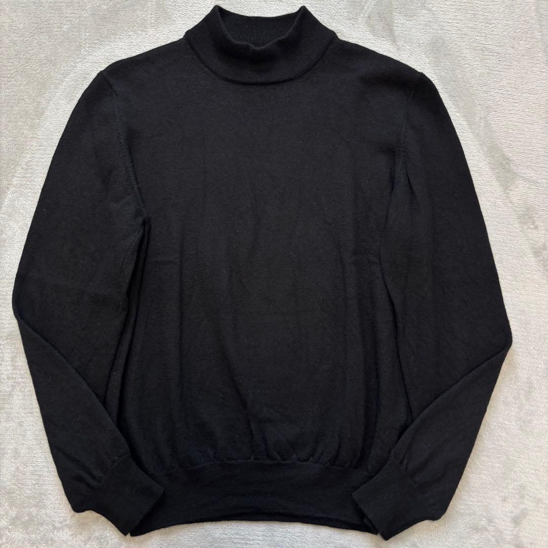Gran Sasso モックネック 48 ニット セーター 黒 ウール100%