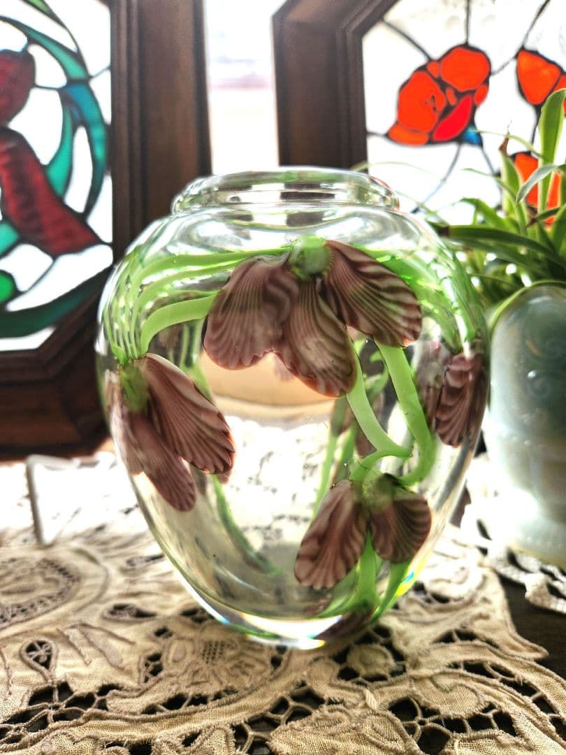 アメリカ　Orient & Flume Art Glass　フラワーベース