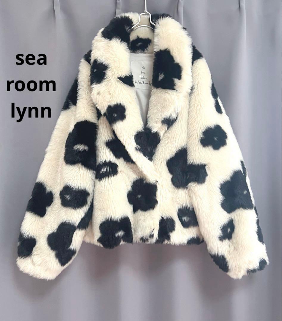 sea room lynn お花モチーフ柄ファーコート 個性的 大きいサイズ