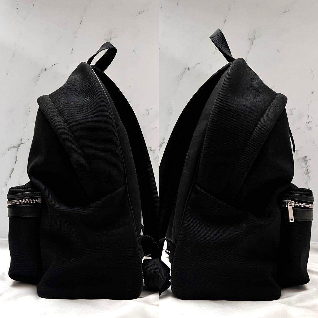 ◇極美品◇サンローラン　シティ　大容量リュック　ロゴ刺繍×キャンバス　ブラック