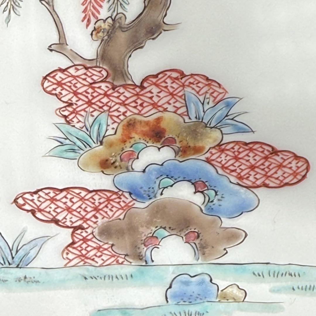 1928年〜1950年　十二代　柿右衛門　錦　柳鳥画　菓子皿　五枚揃　共箱