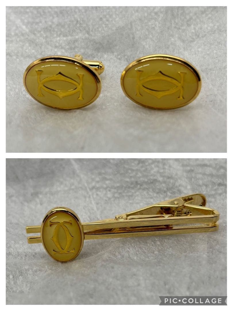 極美品Cartier カルティエ　2Cカフリンクス・タイピンセット高周波洗浄済