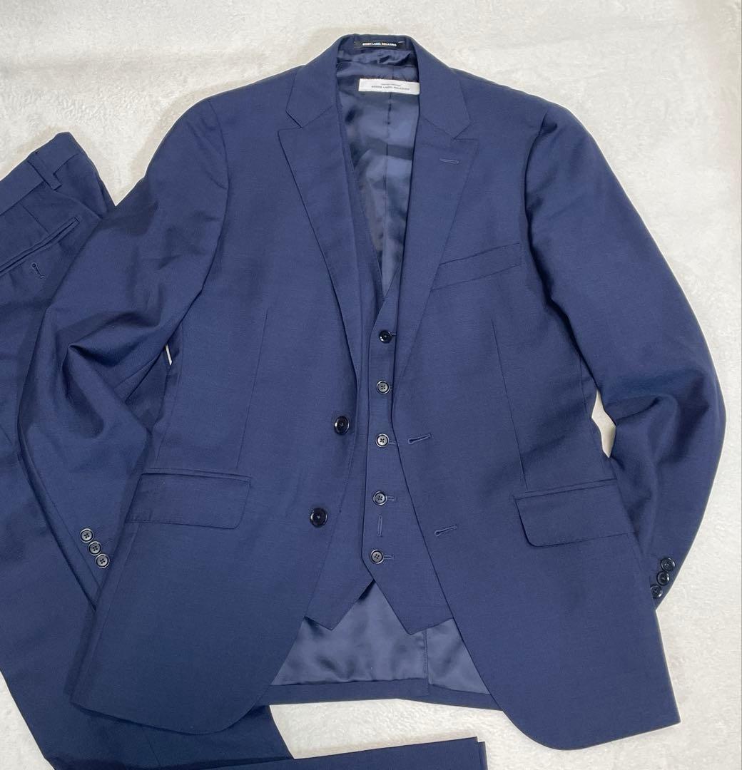 【極美品】MARZOTTO生地 ユナイテッドアローズ 3ピーススーツ ネイビー