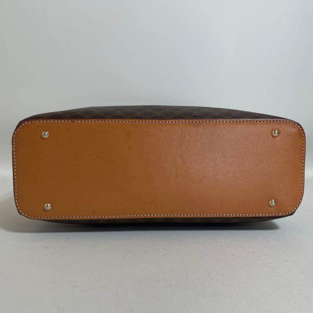 2602-41｜美品｜セリーヌ ハンドバッグ ブラウン マカダム柄 トリオンフ