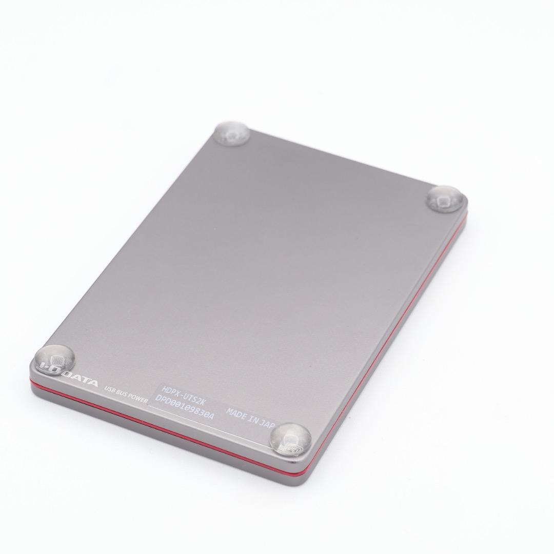 IOデータ 2TB 外付けHDD 小型薄型 USBケーブル付 スペースグレーx赤