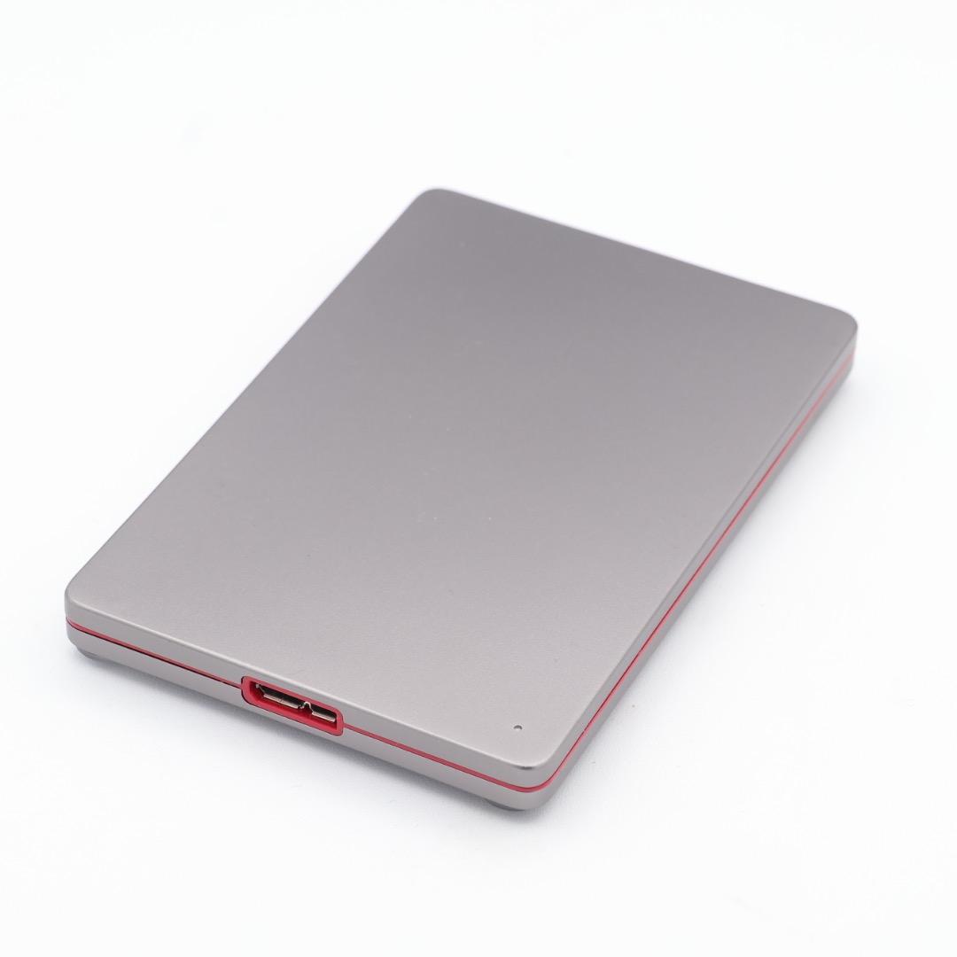 IOデータ 2TB 外付けHDD 小型薄型 USBケーブル付 スペースグレーx赤