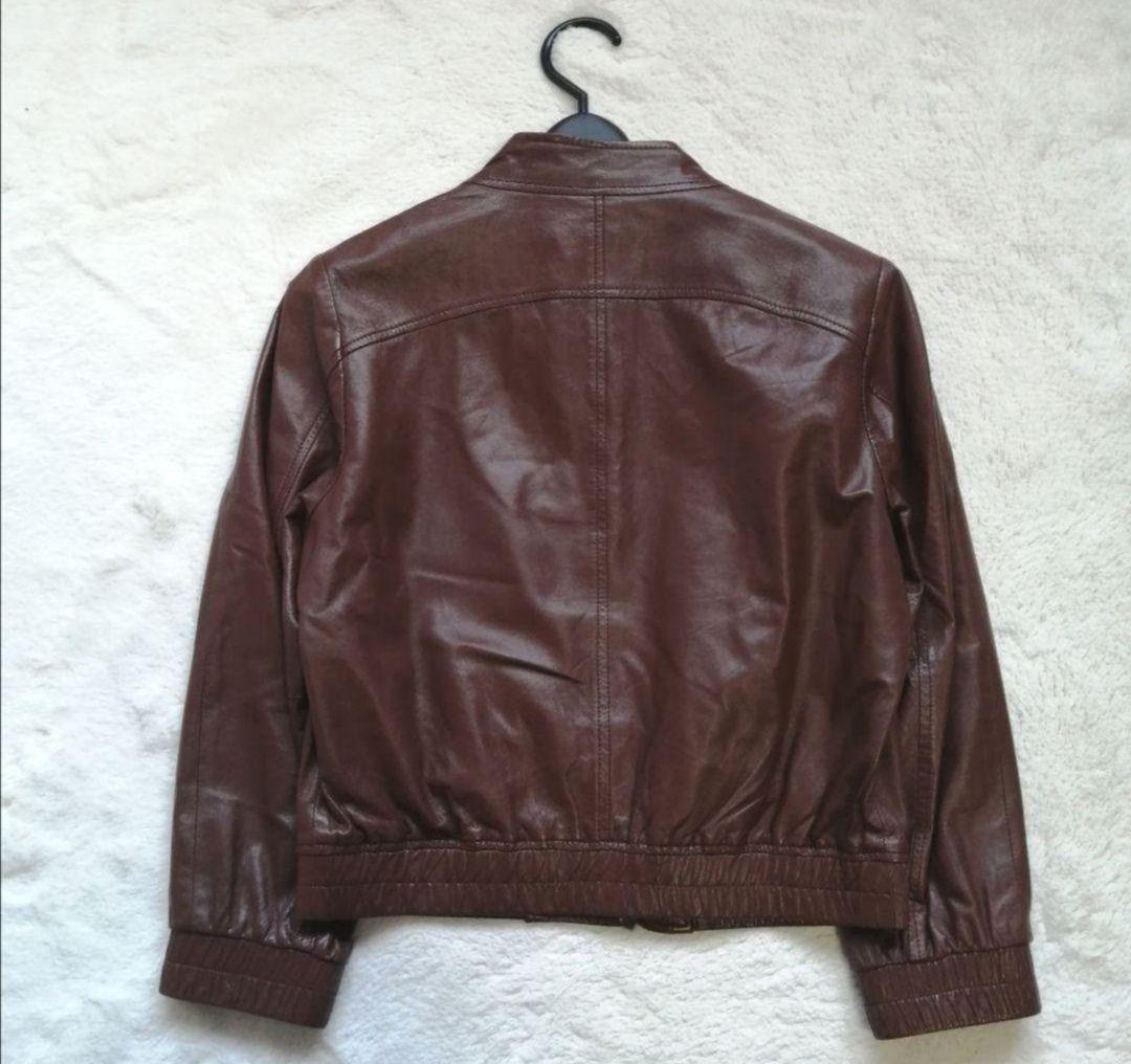 セオリー　レザージャケット　ラム　シングルライダース　ノーカラー　ブラウン