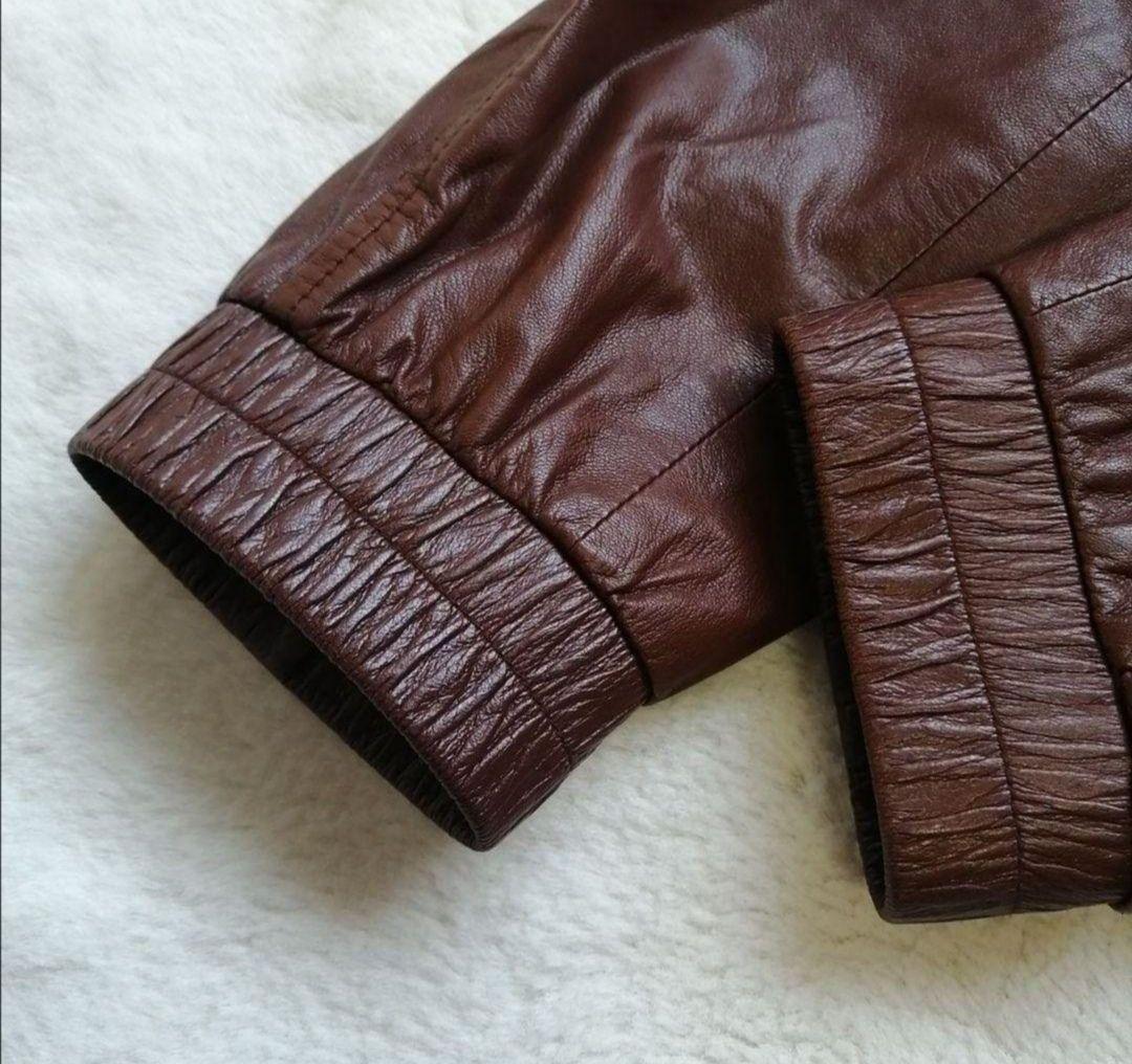 セオリー　レザージャケット　ラム　シングルライダース　ノーカラー　ブラウン