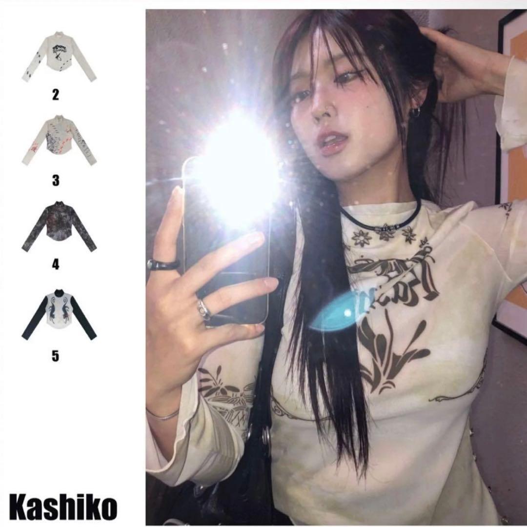 トップス Kashiko ink Painting Top