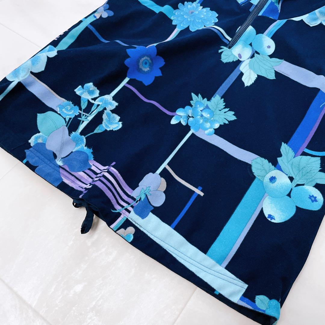 美品✨レオナール リバーシブルベスト ロゴ入り トリム ゴルフ ブルー系 L