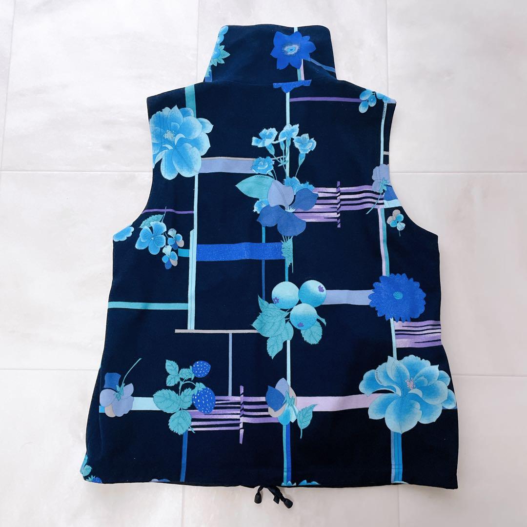 美品✨レオナール リバーシブルベスト ロゴ入り トリム ゴルフ ブルー系 L