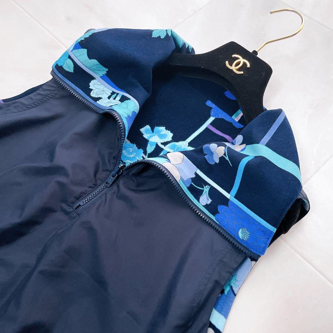 美品✨レオナール リバーシブルベスト ロゴ入り トリム ゴルフ ブルー系 L