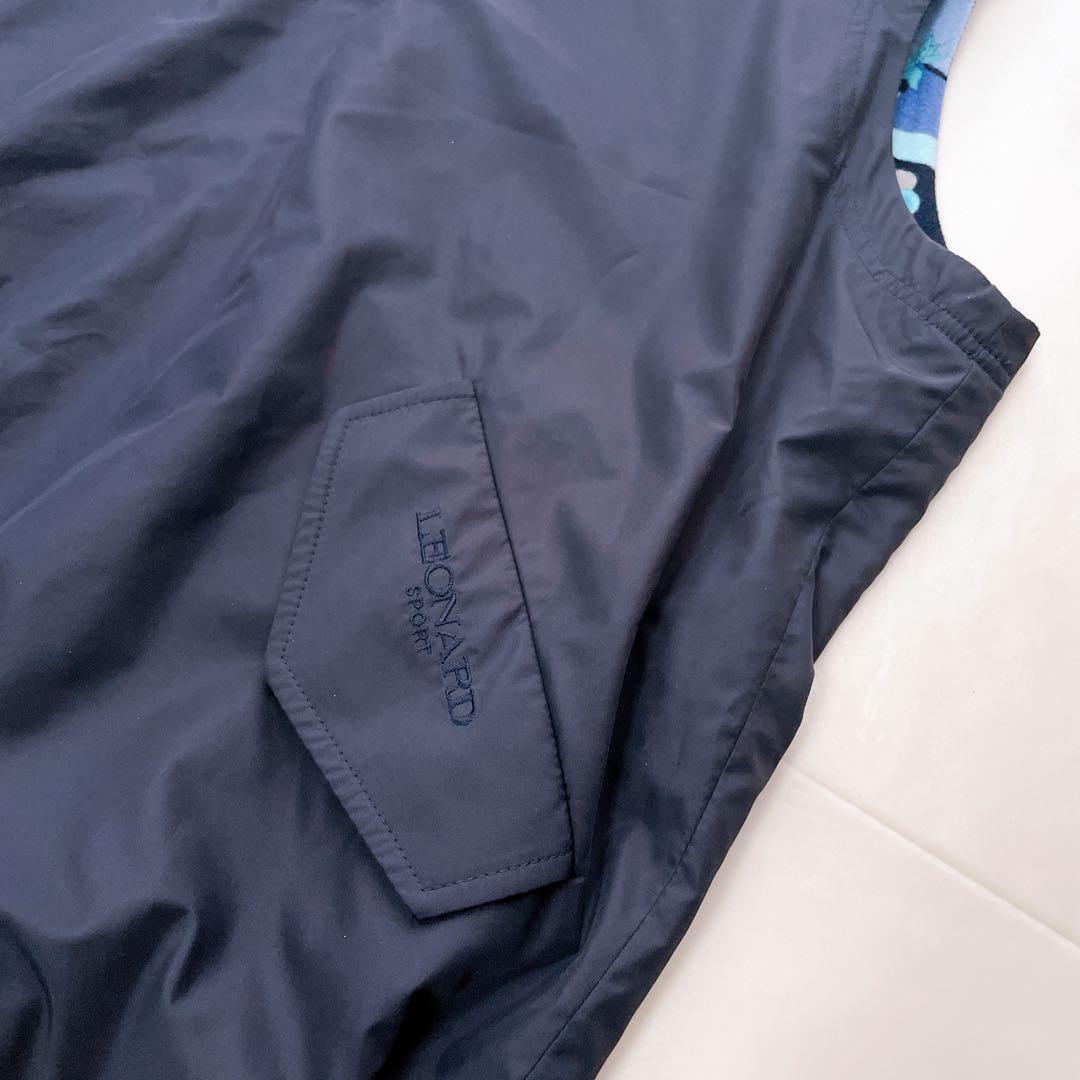 美品✨レオナール リバーシブルベスト ロゴ入り トリム ゴルフ ブルー系 L