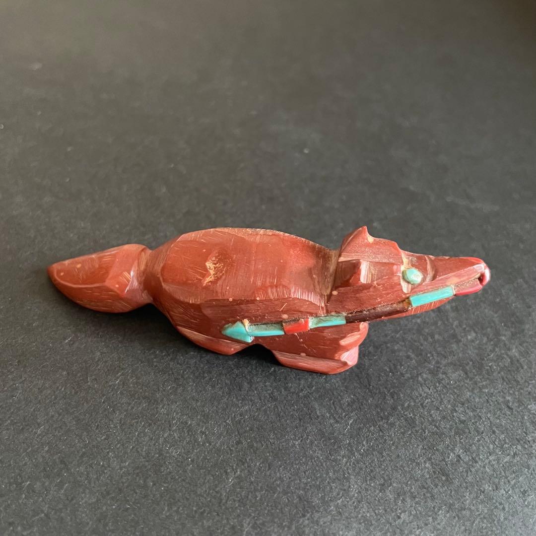 【難あり】ズニ族 コヨーテ アニマル フェティッシュ お守り 置物vintage