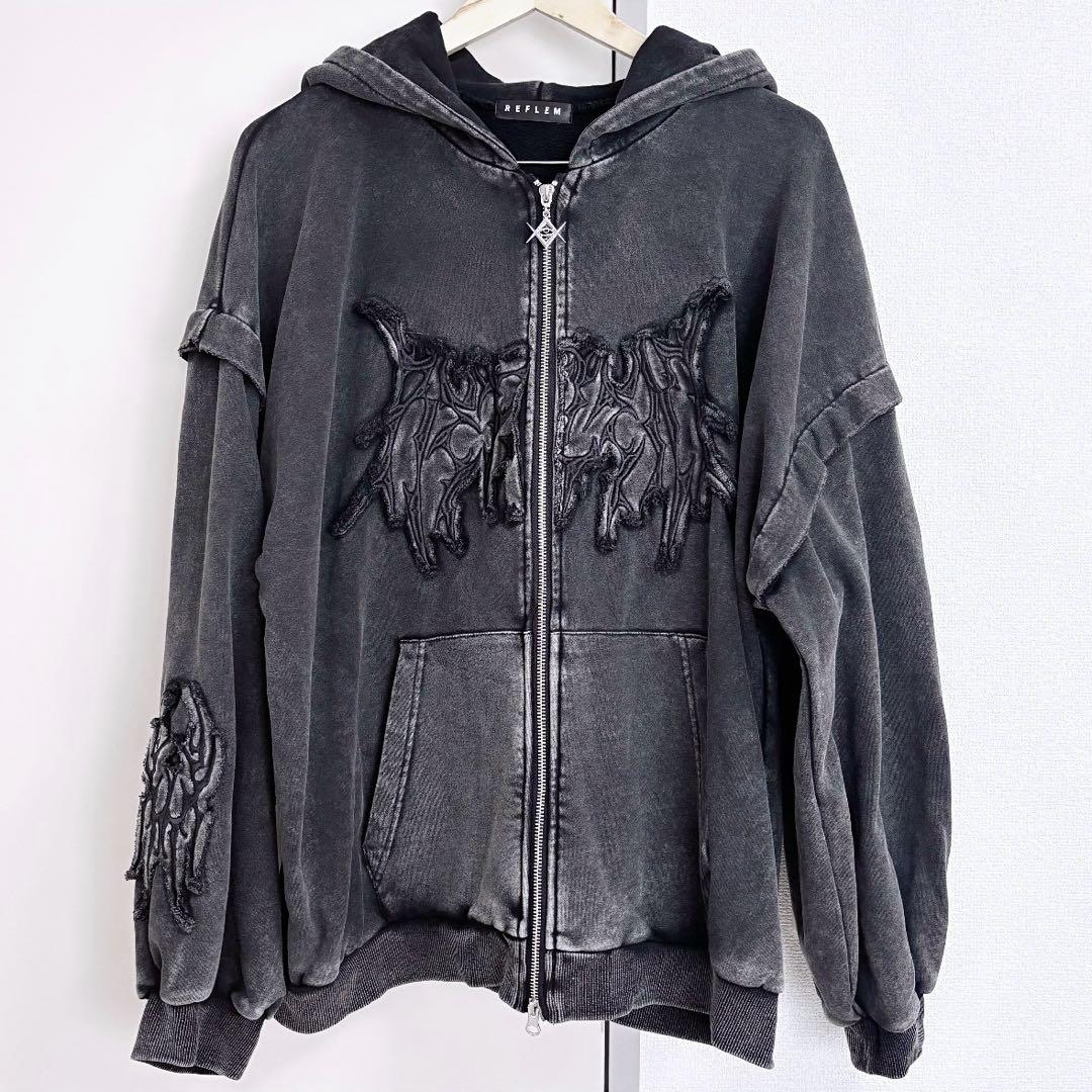 REFLEM レフレム 猫耳ZIPパーカー ジップアップパーカー グレー