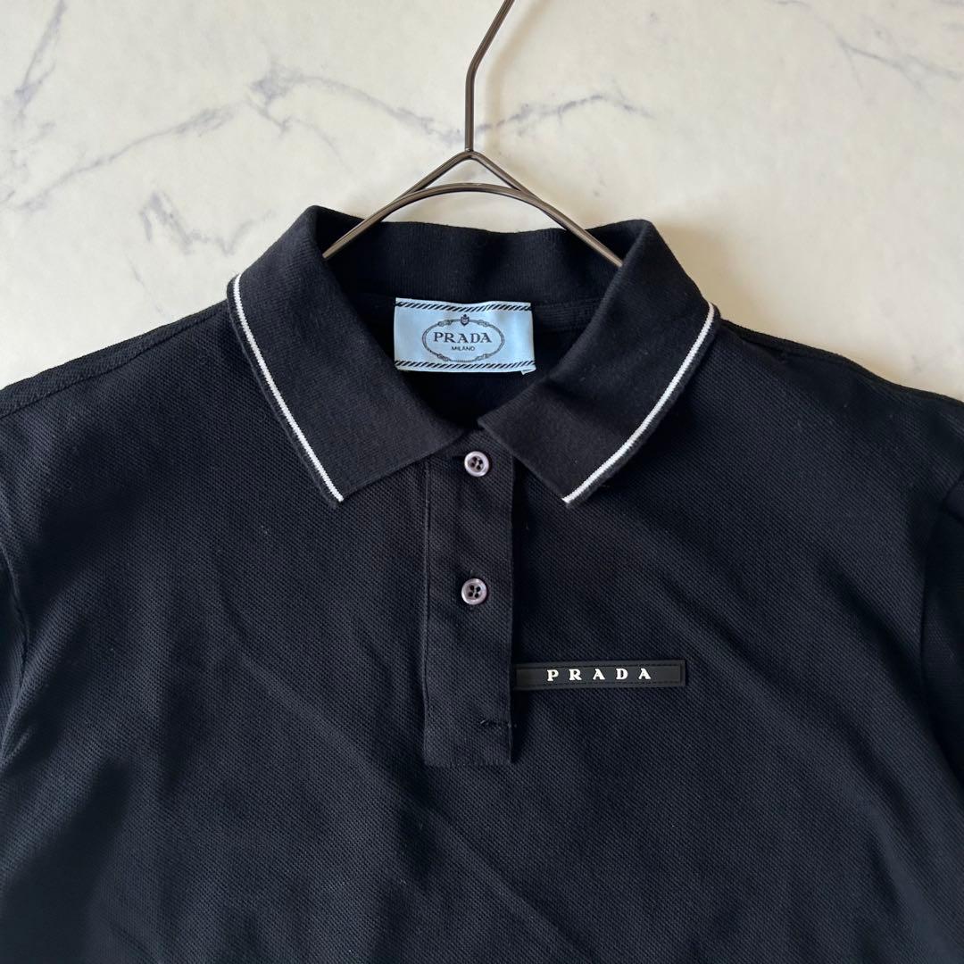 プラダ ポロシャツ 近年モデル ブラック ラバーロゴプレート