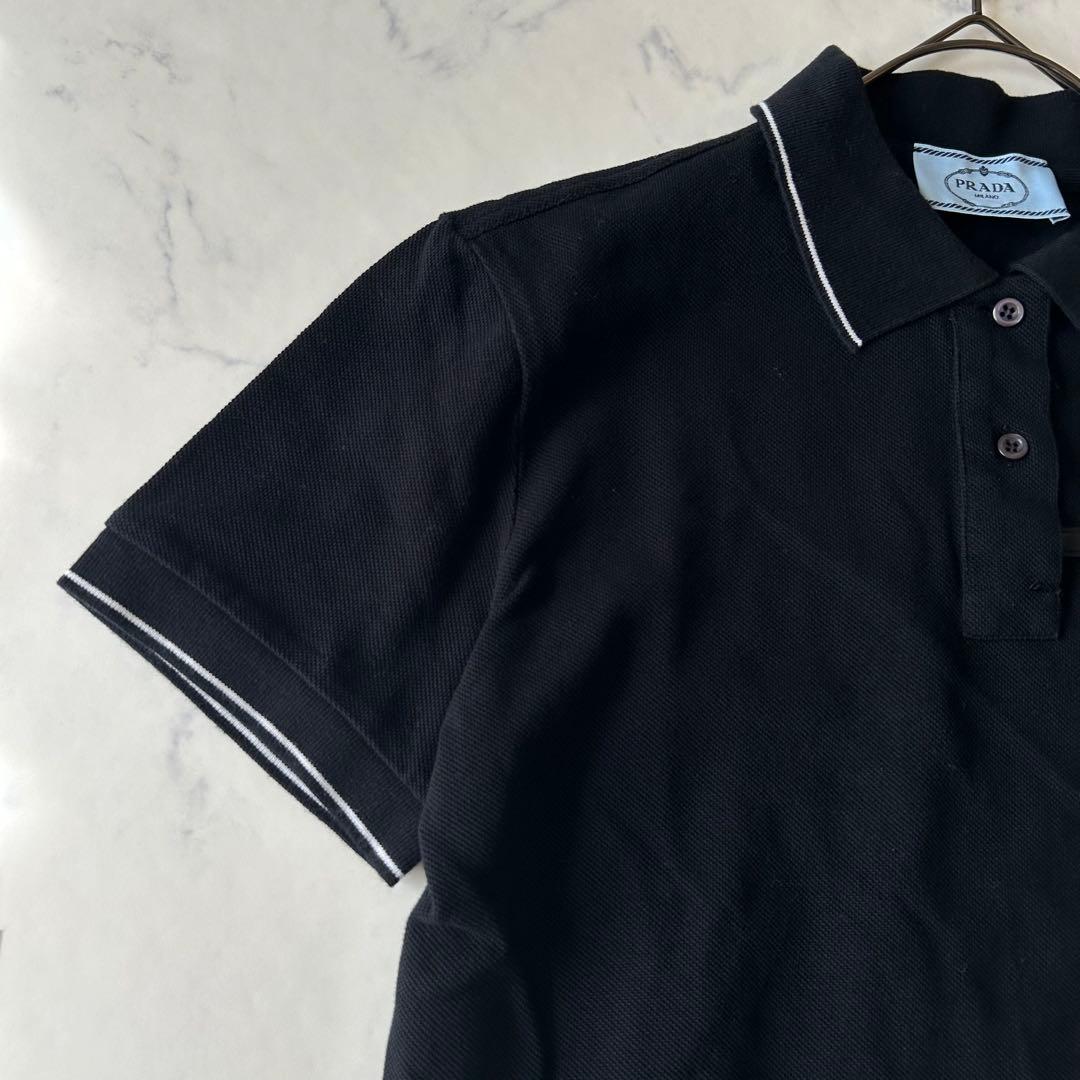 プラダ ポロシャツ 近年モデル ブラック ラバーロゴプレート