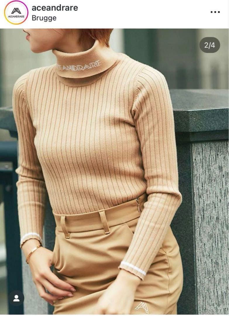 タグ無♡新品♡完売品♡aceandrare♡ベージュタートルニット♡