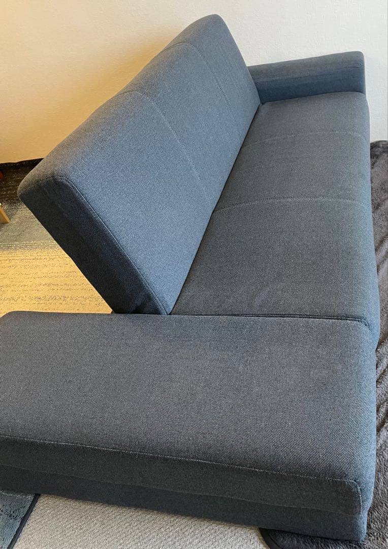 NITORI ソファベッド 収納・オットマン付き ダークブルー