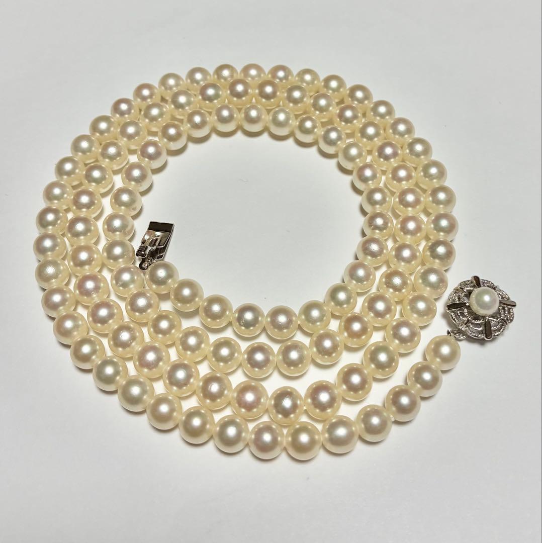 あこや真珠 ロングネックレス　パール　約7.0-7.3mm珠　ナチュラル　無調色