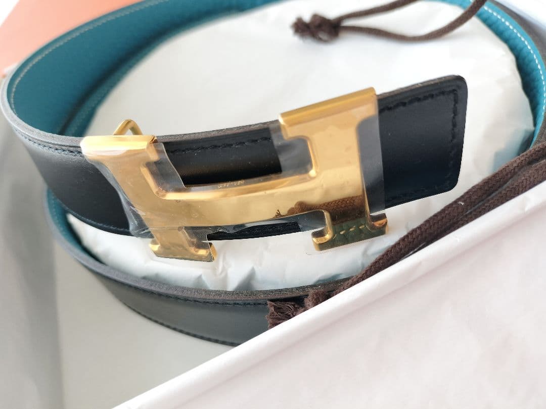 〜専用〜Hermès レザーベルト ブラック/ターコイズ　新品　未使用