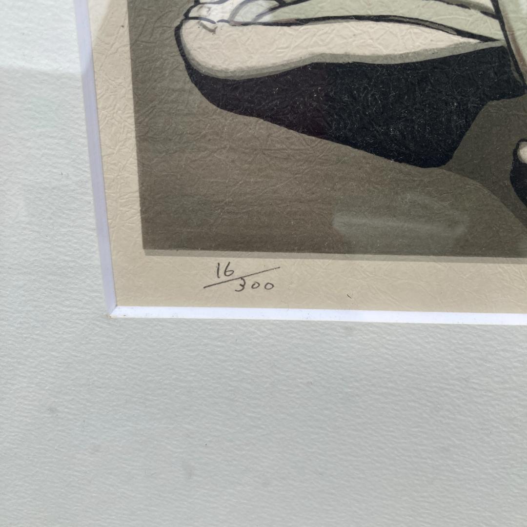 竹久夢二『黒船屋』リトグラフ 16/300部 黒猫 額装92×47cm