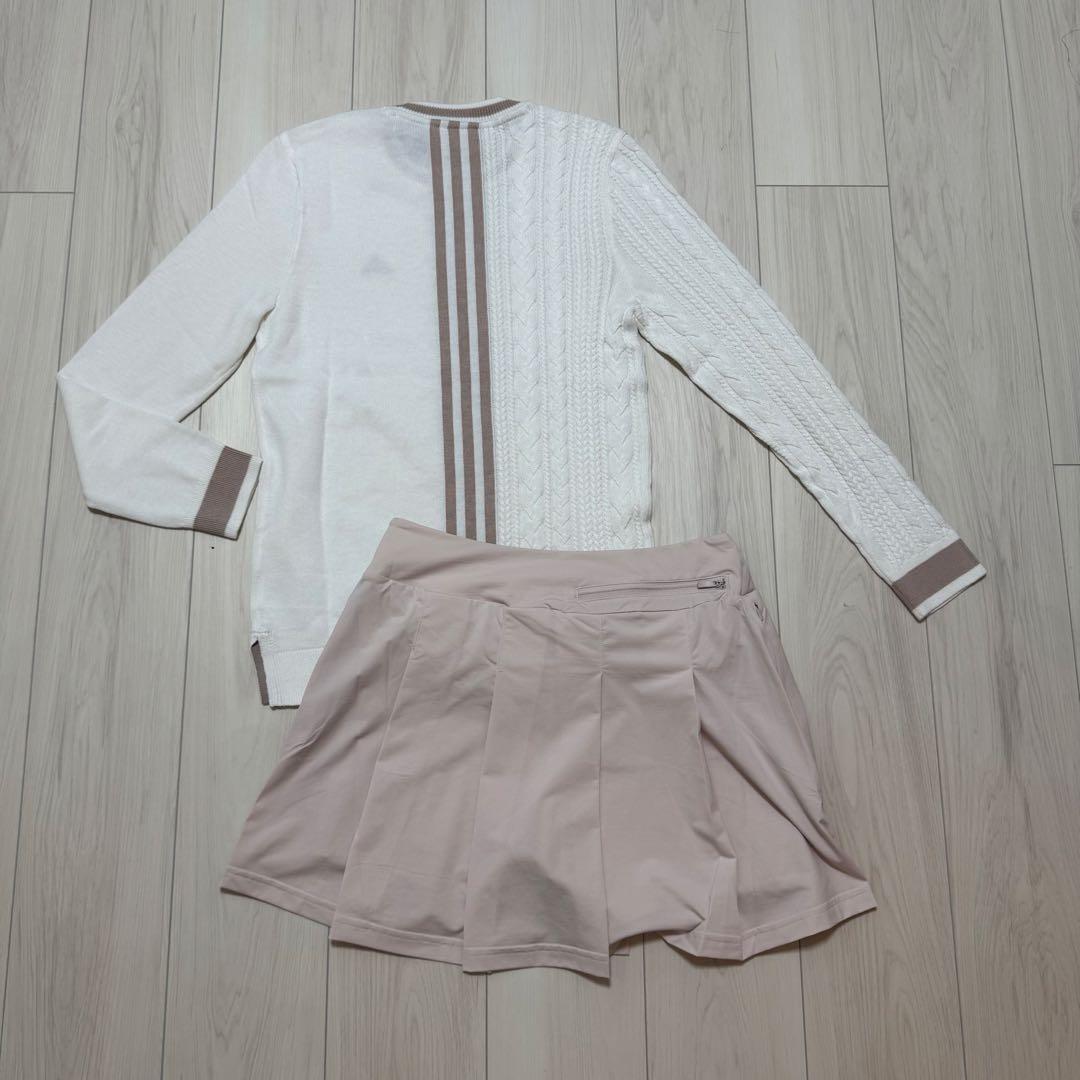 新品 アディダス ゴルフ セットアップ レディース セーター プリーツスカート