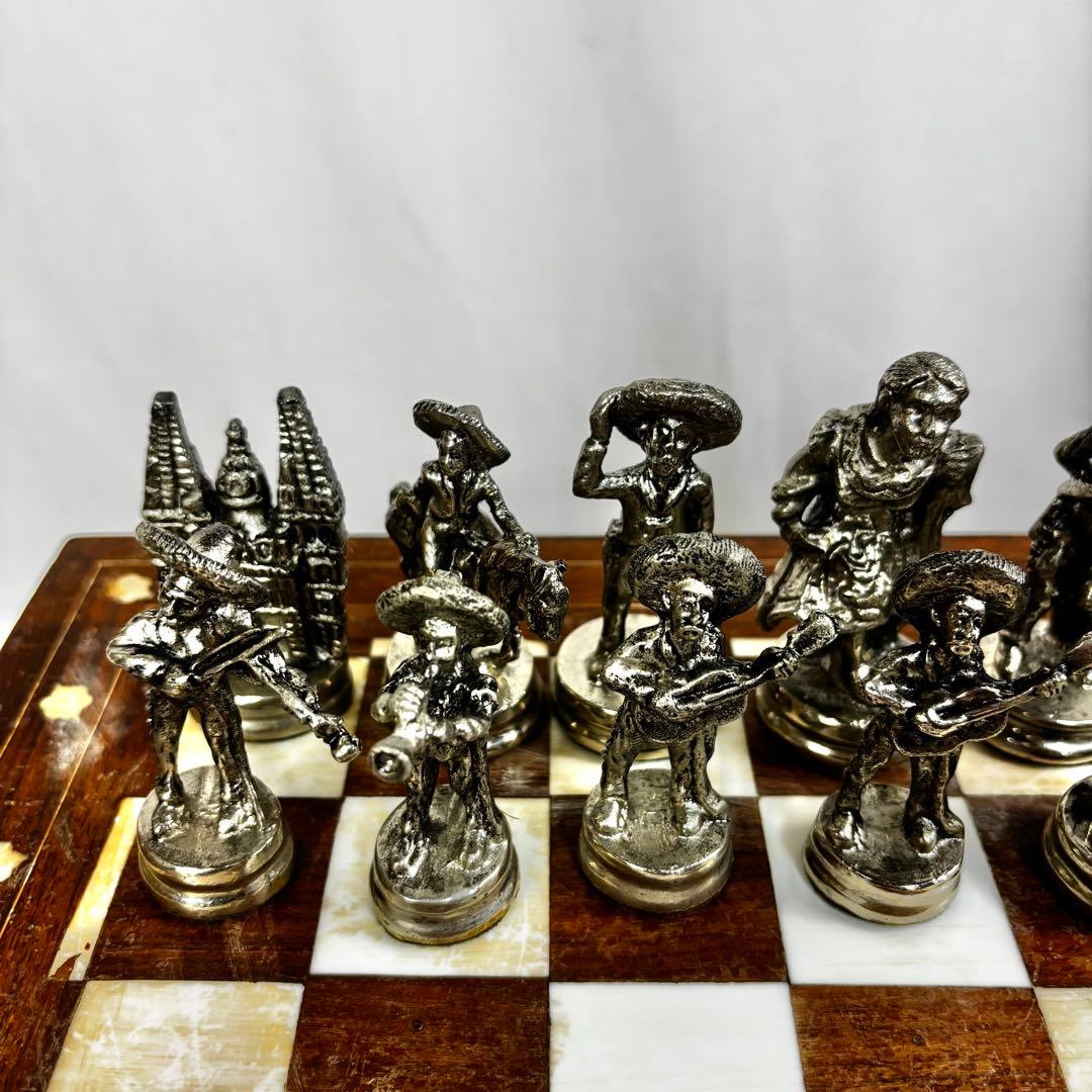 高級　ヴィンテージ　メタル製　チェスセット　猫脚　猫足